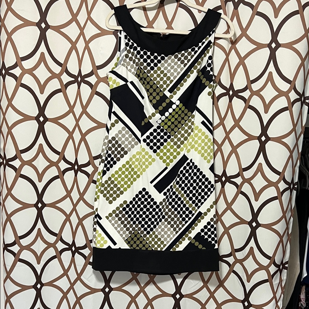 Stylish Geometric Black and Green Dress